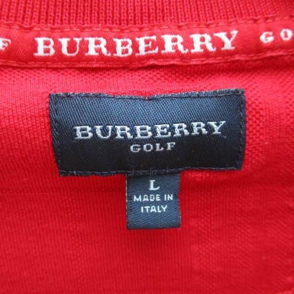 BURBERRY GOLF POLO SHIRT ~ L ~ RED ~ LOGO DETAIL ~ - Picture 4 of 12